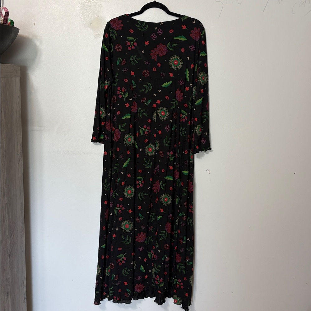 Gudrun Sjödén Floral Modal Midi/Maxi Dress Black Scandinavian Boho Size M - Picture 6 of 6